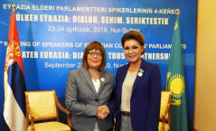 24 September 2019 National Assembly Speaker Maja Gojkovic and Kazakh Senate Chairwoman Dariga Nazarbayeva